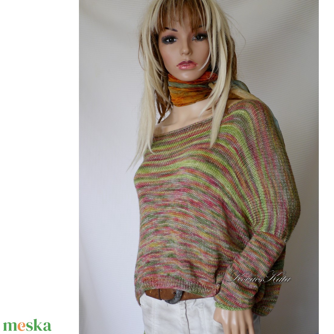 DONA / deluxe - exkluzív kézzel kötött-festett merinó-selyem-jak design pulóver KÉSZLETEN - ruha & divat - női ruha - pulóver - Meska.hu