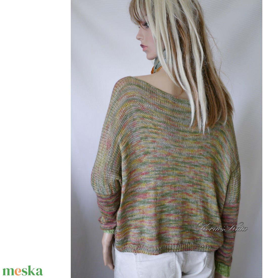 DONA / deluxe - exkluzív kézzel kötött-festett merinó-selyem-jak design pulóver KÉSZLETEN - ruha & divat - női ruha - pulóver - Meska.hu
