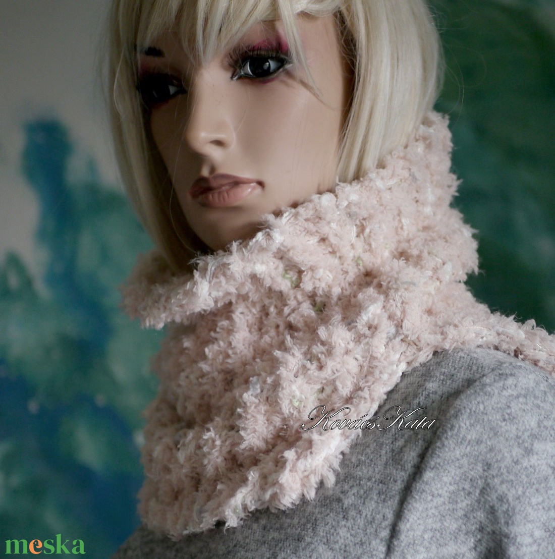 TEKNŐCKE / púder - extravastag kézzel kötött kámzsa, csősál, nyakmelegítő KÉSZLETEN - ruha & divat - sál, sapka, kendő - sál - Meska.hu