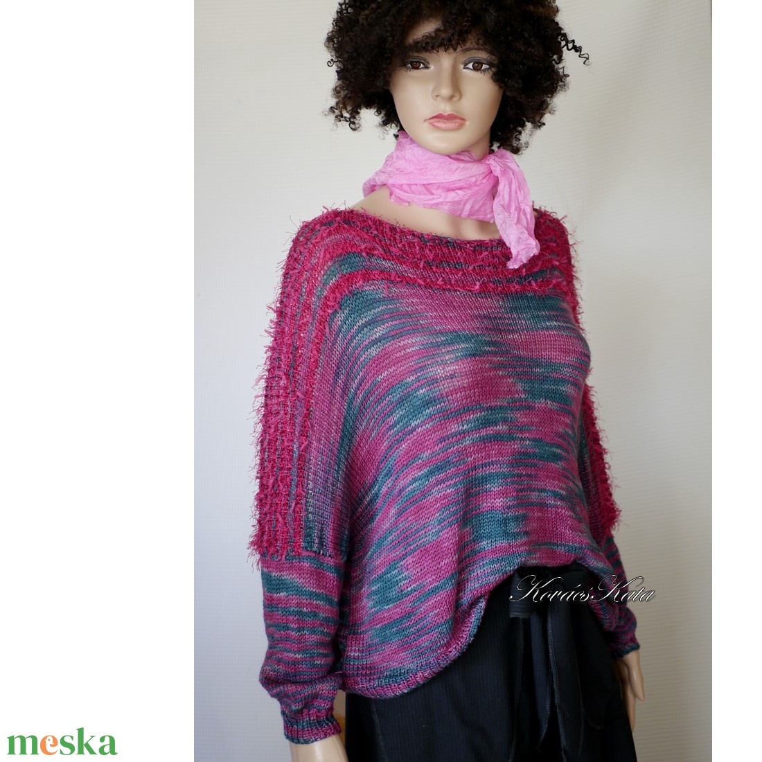 DONA / deluxe - exkluzív kézzel kötött-festett merinó-selyem-jak design pulóver KÉSZLETEN - ruha & divat - női ruha - pulóver - Meska.hu