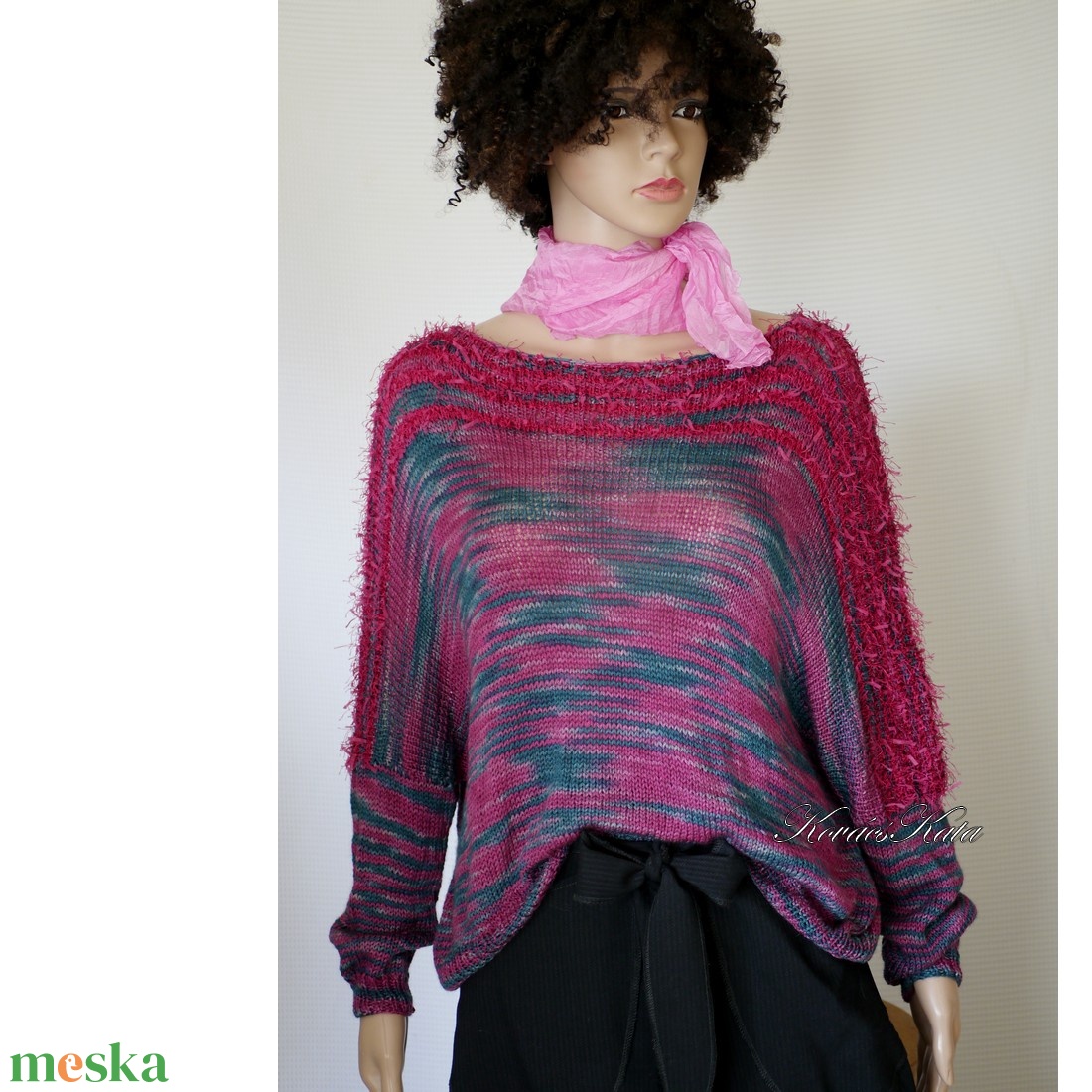 DONA / deluxe - exkluzív kézzel kötött-festett merinó-selyem-jak design pulóver KÉSZLETEN - ruha & divat - női ruha - pulóver - Meska.hu