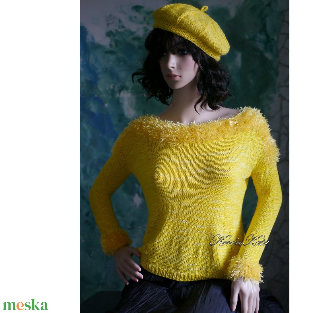 DONA / deluxe - exkluzív kézzel kötött-festett merinó-selyem-jak design pulóver KÉSZLETEN - ruha & divat - női ruha - pulóver - Meska.hu