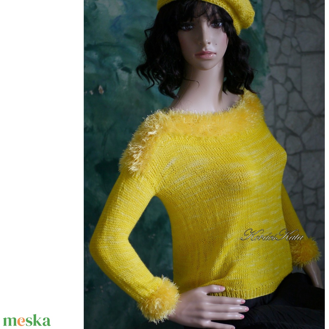 DONA / deluxe - exkluzív kézzel kötött-festett merinó-selyem-jak design pulóver KÉSZLETEN - ruha & divat - női ruha - pulóver - Meska.hu