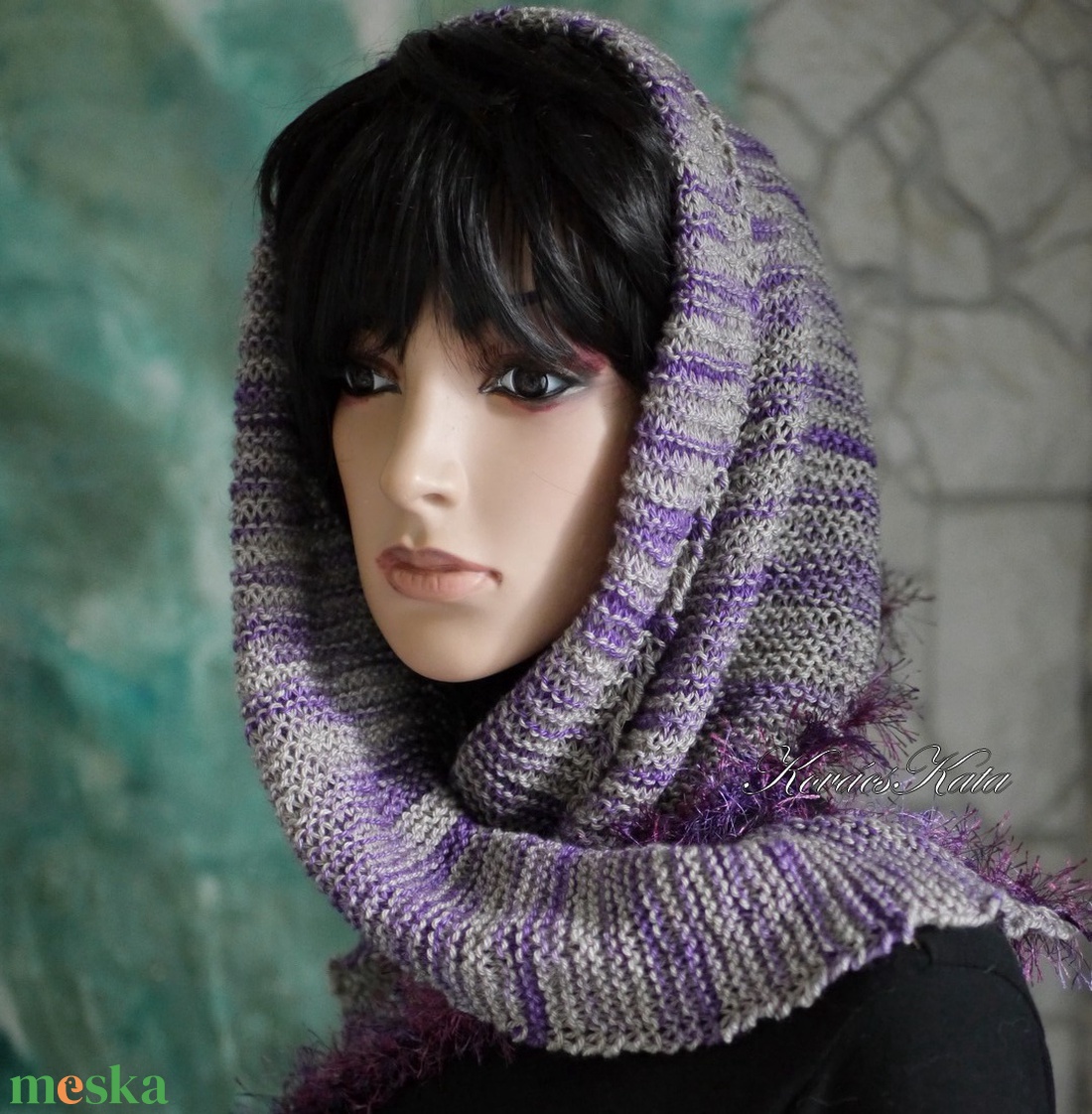  DELUXE SILK VÁLLKENDŐ - exkluzív kézzel kötött-festett selyem-jak- merinó kendő / lilás KÉSZLETEN - ruha & divat - sál, sapka, kendő - vállkendő - Meska.hu