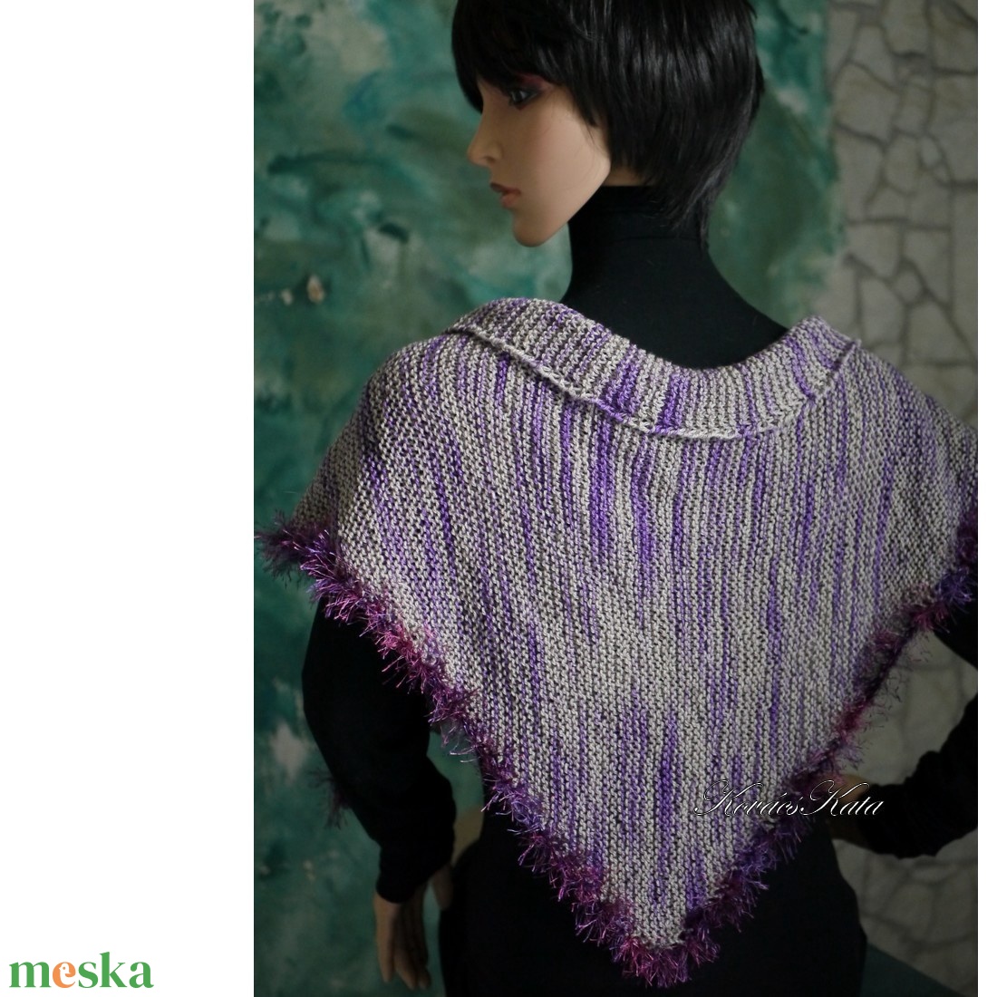  DELUXE SILK VÁLLKENDŐ - exkluzív kézzel kötött-festett selyem-jak- merinó kendő / lilás KÉSZLETEN - ruha & divat - sál, sapka, kendő - vállkendő - Meska.hu