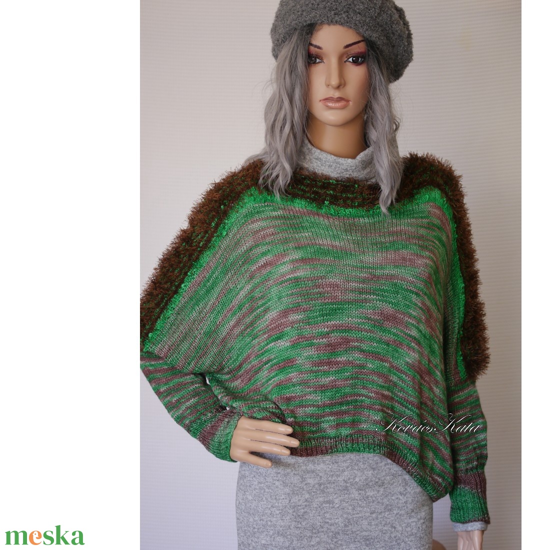 DONA / deluxe - exkluzív kézzel kötött-festett merinó-selyem-jak design pulóver KÉSZLETEN - ruha & divat - női ruha - pulóver - Meska.hu