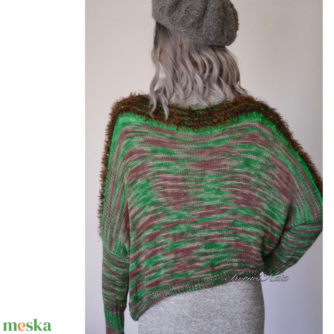 DONA / deluxe - exkluzív kézzel kötött-festett merinó-selyem-jak design pulóver KÉSZLETEN - ruha & divat - női ruha - pulóver - Meska.hu