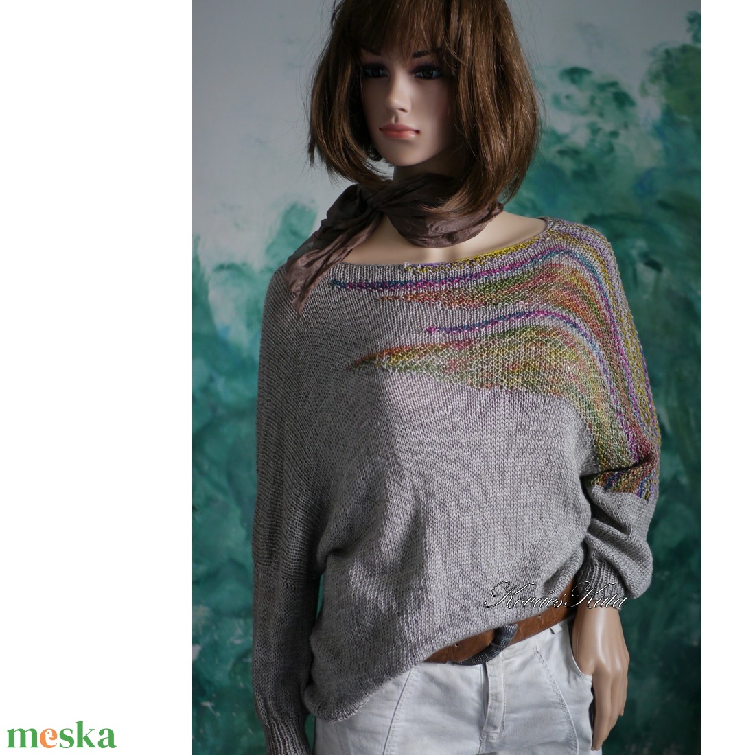 DONA / deluxe - exkluzív kézzel kötött-festett merinó-selyem-jak design pulóver Tibet KÉSZLETEN - ruha & divat - női ruha - pulóver - Meska.hu