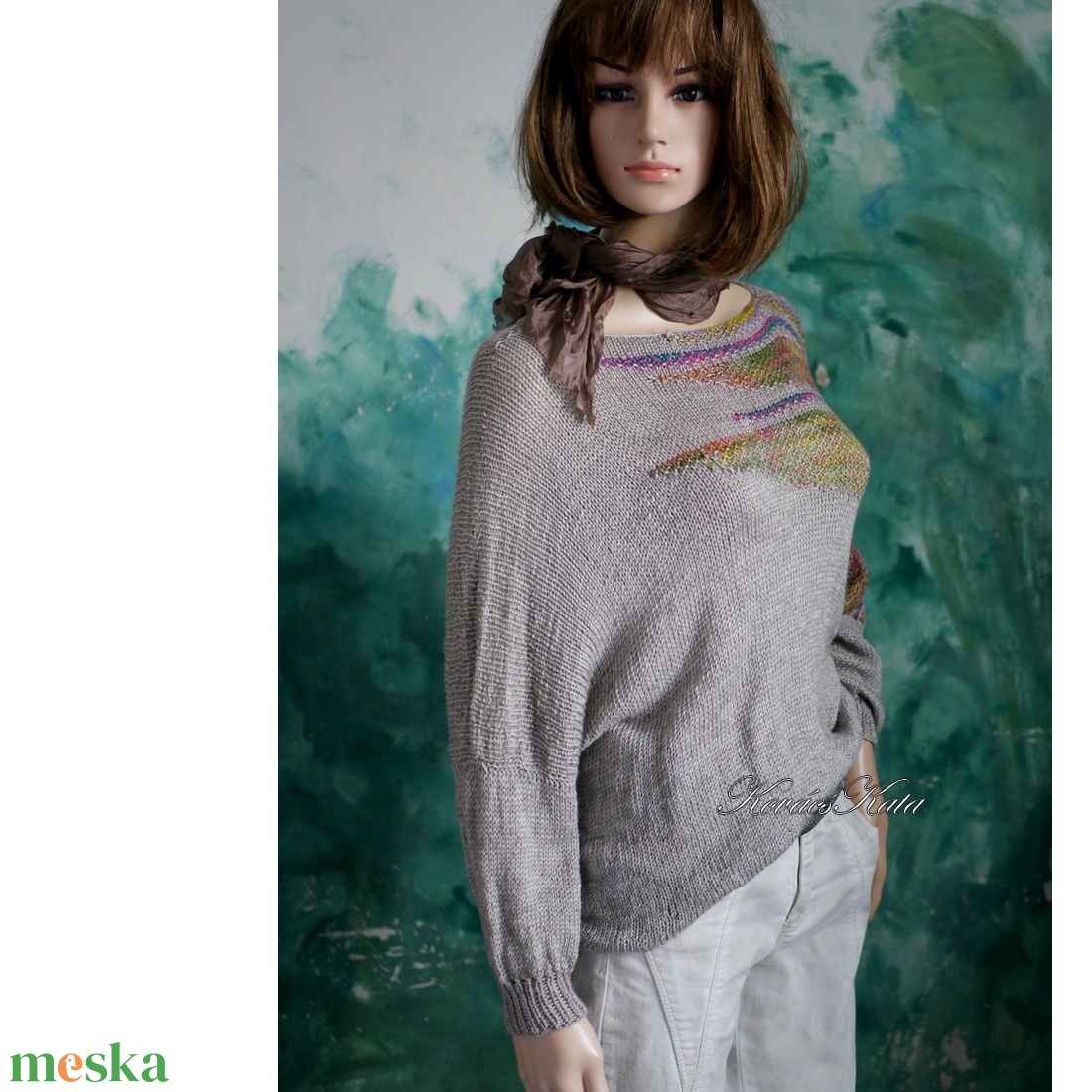 DONA / deluxe - exkluzív kézzel kötött-festett merinó-selyem-jak design pulóver Tibet KÉSZLETEN - ruha & divat - női ruha - pulóver - Meska.hu
