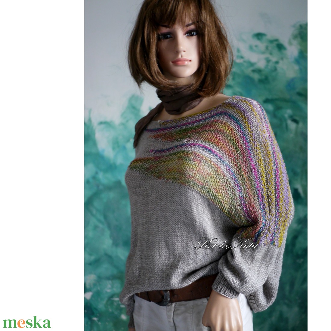 DONA / deluxe - exkluzív kézzel kötött-festett merinó-selyem-jak design pulóver Tibet KÉSZLETEN - ruha & divat - női ruha - pulóver - Meska.hu