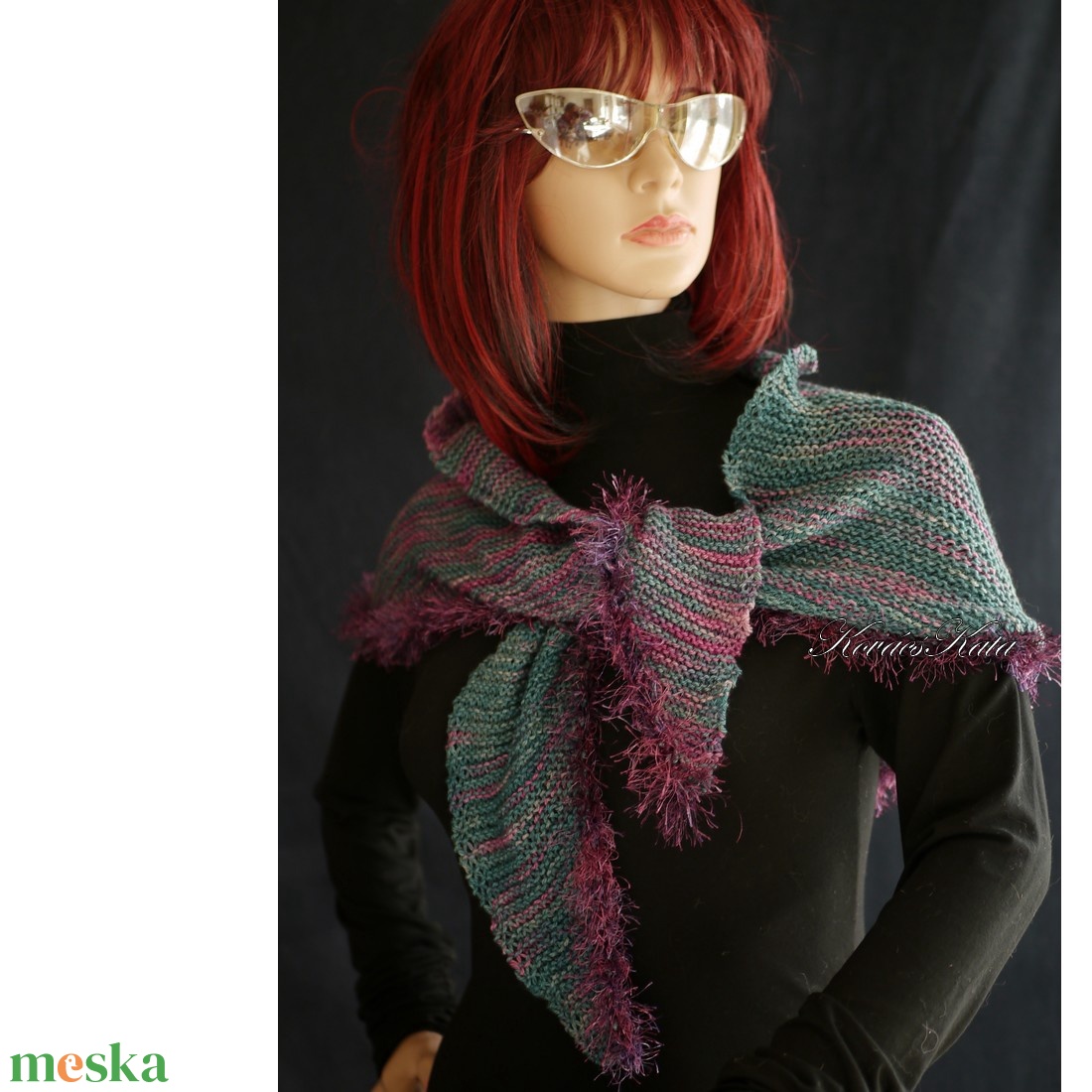  DELUXE SILK VÁLLKENDŐ - exkluzív kézzel kötött-festett selyem-jak- merinó kendő / Tunisz KÉSZLETEN - ruha & divat - sál, sapka, kendő - vállkendő - Meska.hu