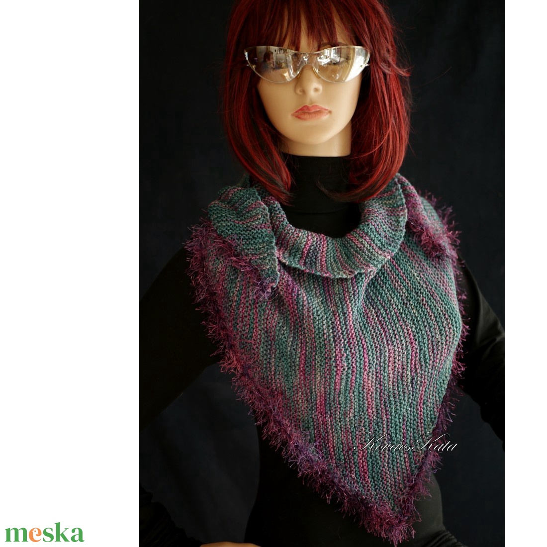  DELUXE SILK VÁLLKENDŐ - exkluzív kézzel kötött-festett selyem-jak- merinó kendő / Tunisz KÉSZLETEN - ruha & divat - sál, sapka, kendő - vállkendő - Meska.hu