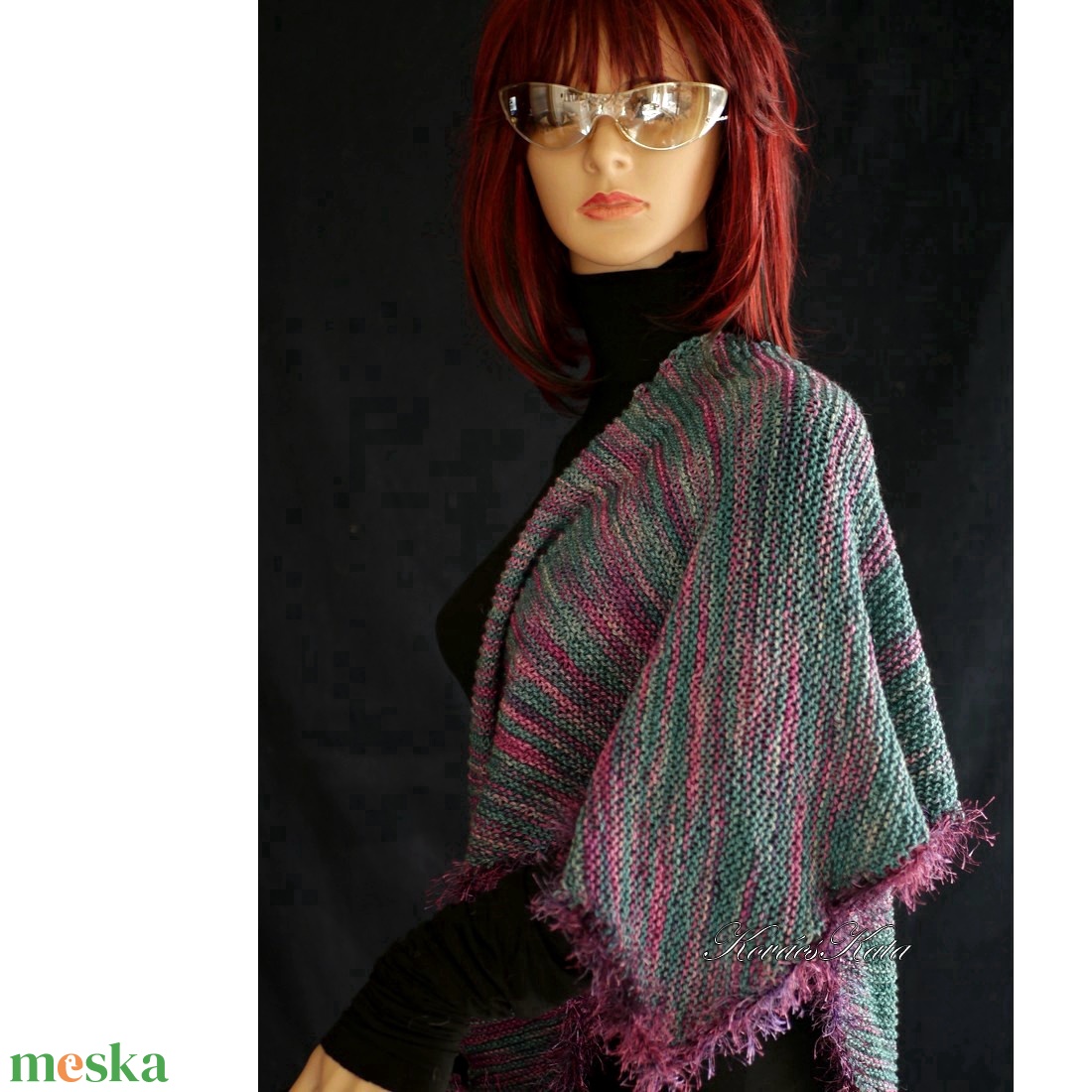  DELUXE SILK VÁLLKENDŐ - exkluzív kézzel kötött-festett selyem-jak- merinó kendő / Tunisz KÉSZLETEN - ruha & divat - sál, sapka, kendő - vállkendő - Meska.hu