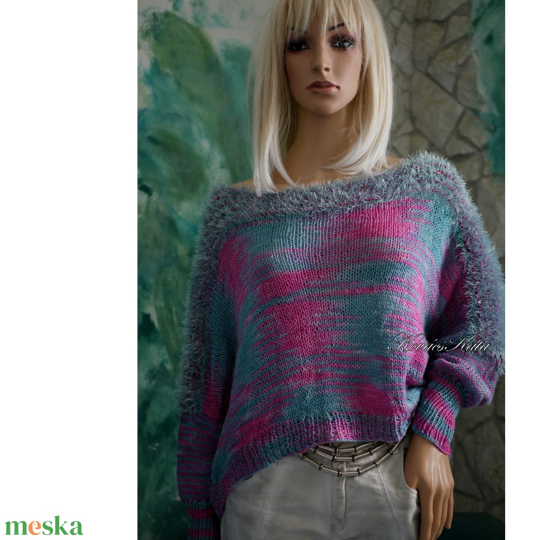 LENKE / deluxe - exkluzív kézzel kötött-festett design pulóver  KÉSZLETEN - ruha & divat - női ruha - pulóver - Meska.hu