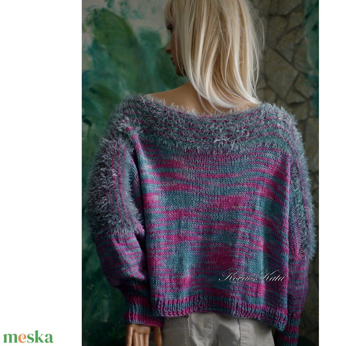 LENKE / deluxe - exkluzív kézzel kötött-festett design pulóver  KÉSZLETEN - ruha & divat - női ruha - pulóver - Meska.hu