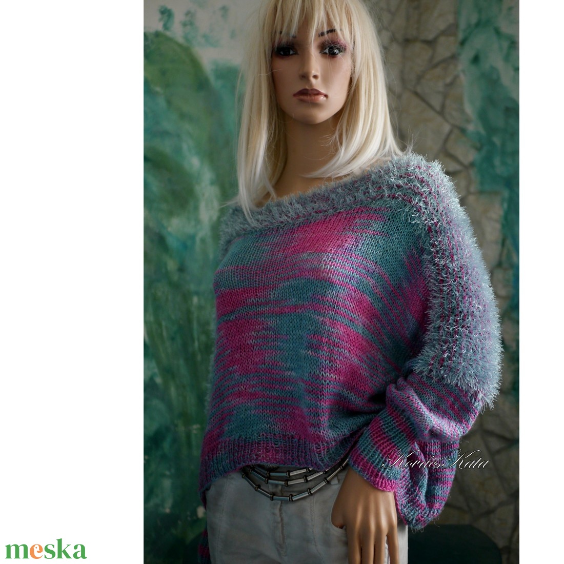 LENKE / deluxe - exkluzív kézzel kötött-festett design pulóver  KÉSZLETEN - ruha & divat - női ruha - pulóver - Meska.hu