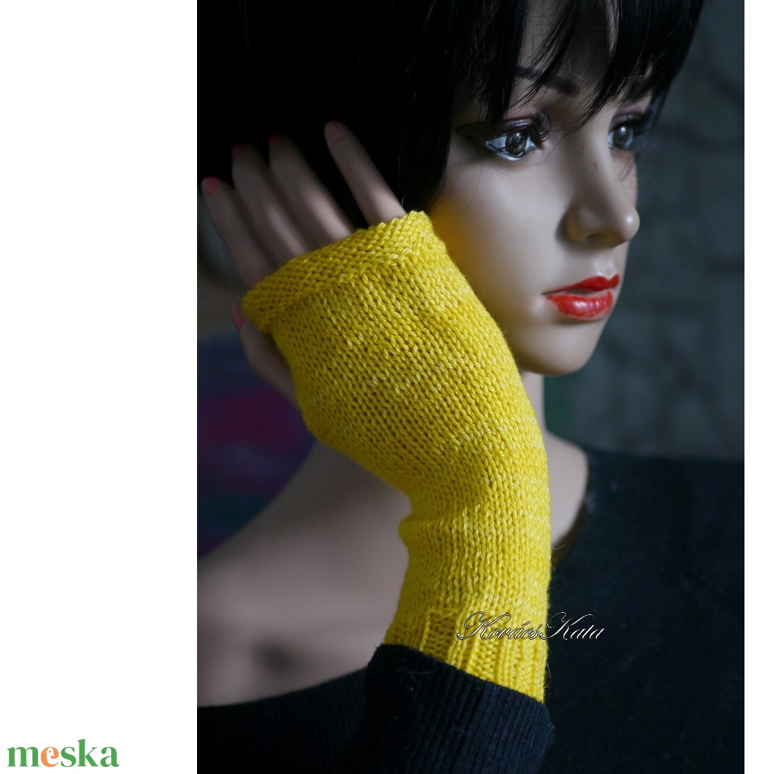 BOSZI KESZTYŰ / deluxe - exkluzív kézzel kötött kesztyűszár, kézmelegítő / napsárga KÉSZLETEN - ruha & divat - sál, sapka, kendő - kesztyű - Meska.hu