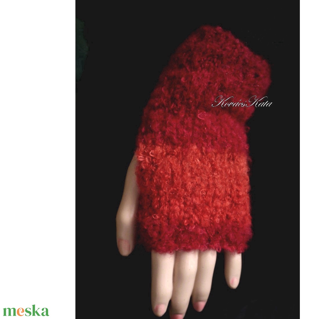 PILLE KESZTYŰ / buklémoher - exkluzív kézzel kötött kesztyűszár, kézmelegítő / bíbor KÉSZLETEN   - ruha & divat - sál, sapka, kendő - kesztyű - Meska.hu