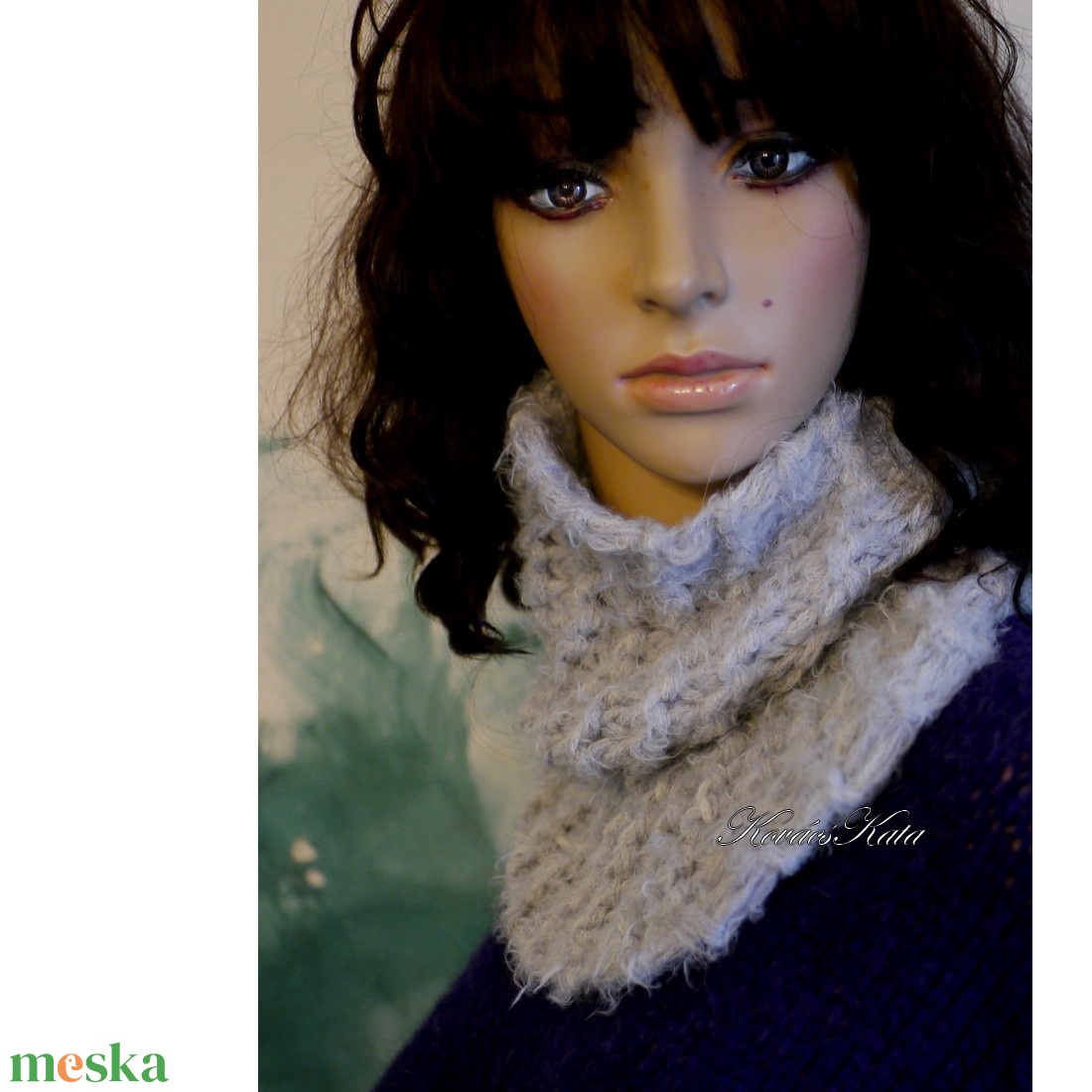 TEKNŐCKE - kézzel kötött kámzsa, csősál, nyakmelegítő / szürke  - ruha & divat - sál, sapka, kendő - sál - Meska.hu