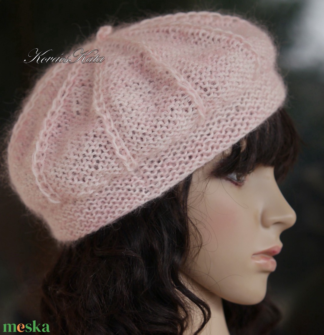 ALETTA / babyrose - kézzel kötött-festett finomgyapjú svájci sapka, barett KÉSZLETEN - ruha & divat - sál, sapka, kendő - sapka - Meska.hu