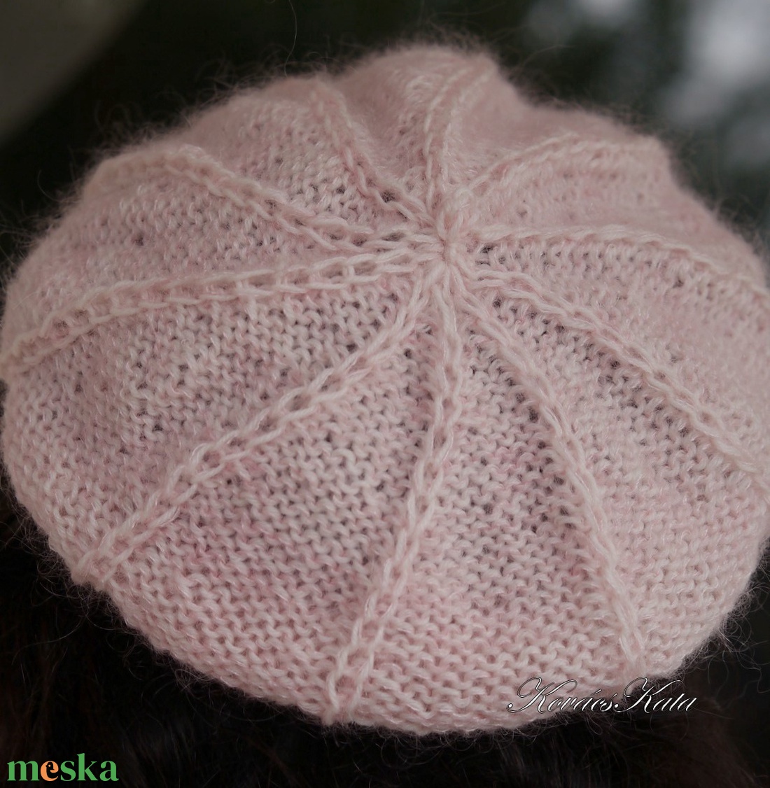 ALETTA / babyrose - kézzel kötött-festett finomgyapjú svájci sapka, barett KÉSZLETEN - ruha & divat - sál, sapka, kendő - sapka - Meska.hu
