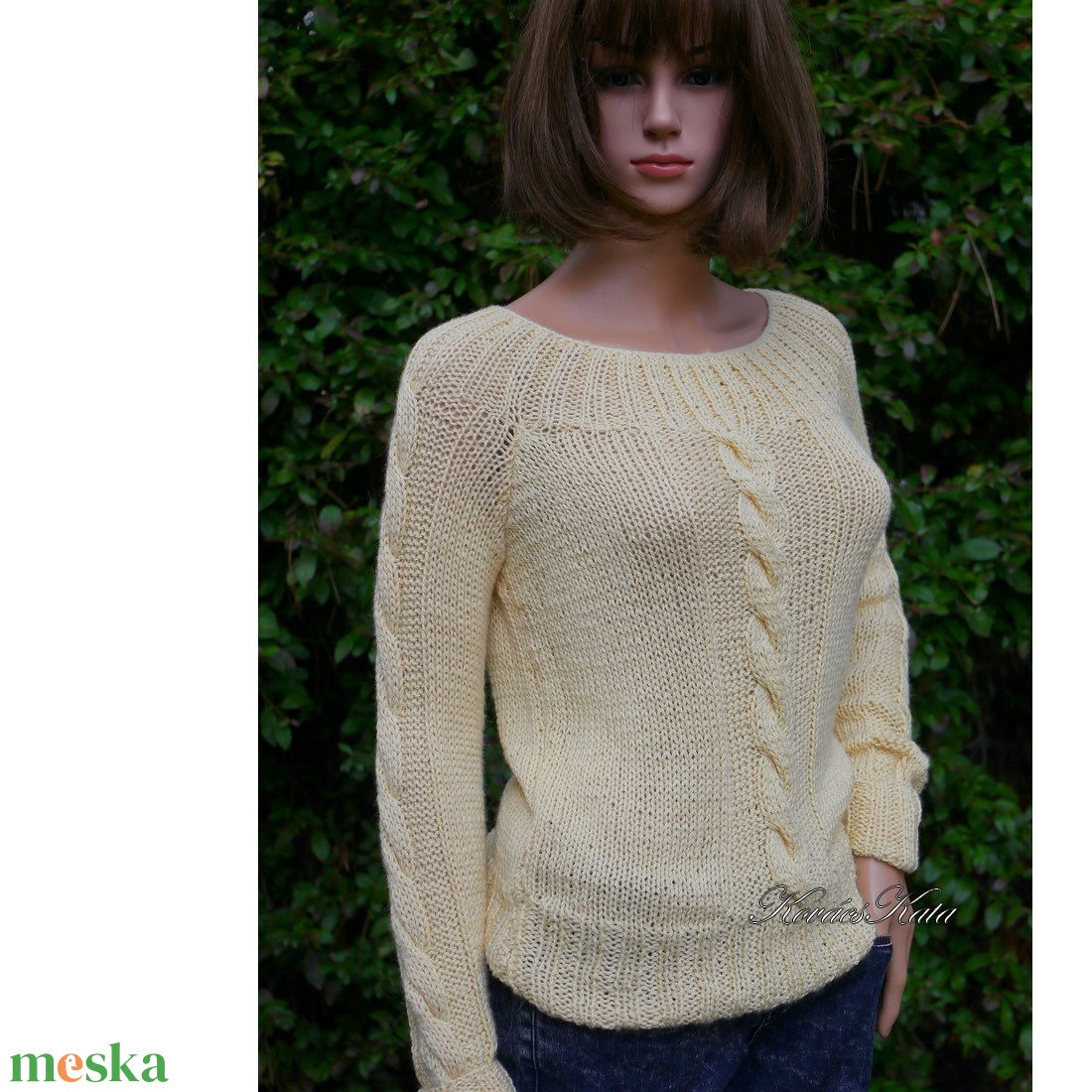 BABETT BabyAlpaca Silk - exkluzív kézzel kötött design pulóver / vanília KÉSZLETEN - ruha & divat - női ruha - pulóver - Meska.hu