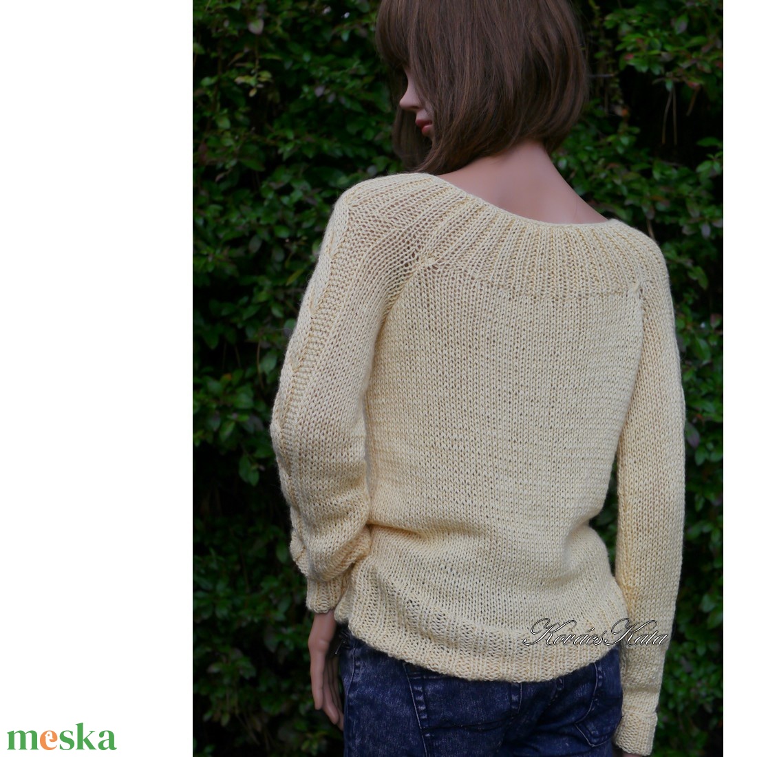 BABETT BabyAlpaca Silk - exkluzív kézzel kötött design pulóver / vanília KÉSZLETEN - ruha & divat - női ruha - pulóver - Meska.hu