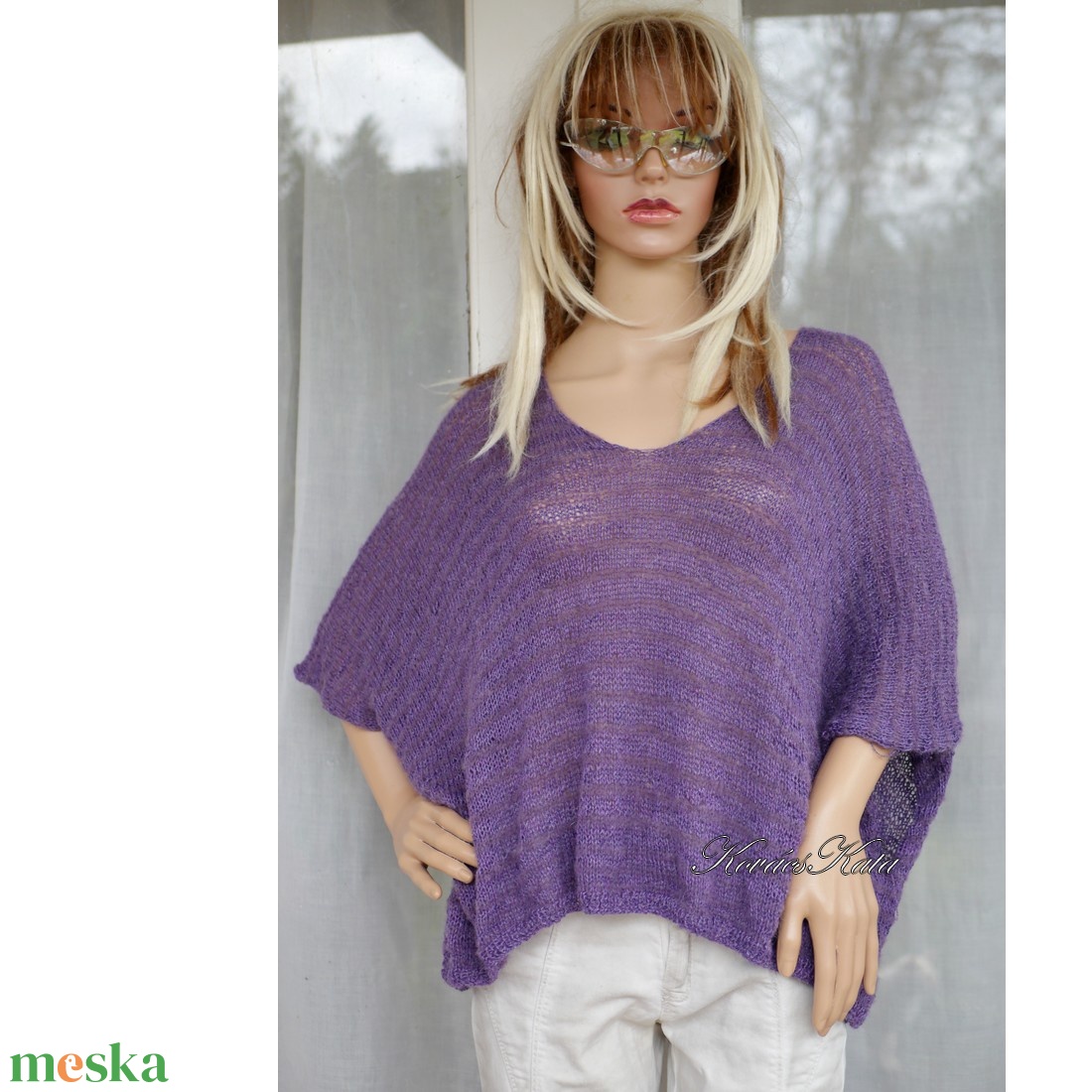 LILI TUNIC - exkluzív kézzel kötött BabyAlpaca Silk oversize pulóver KÉSZLETEN - ruha & divat - női ruha - pulóver - Meska.hu