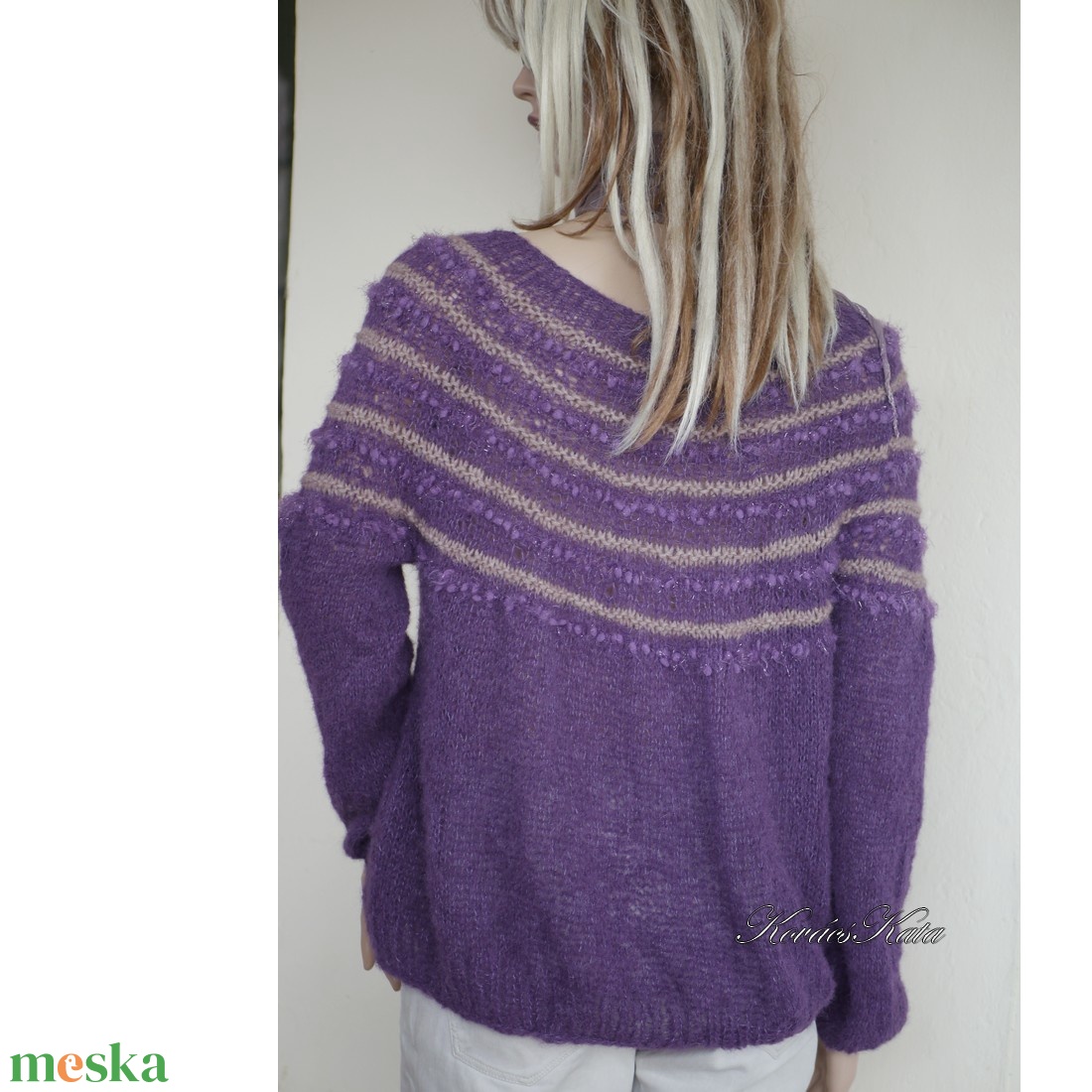 PANKA / alpaka silk - kézzel kötött finom pulóver / lila - ruha & divat - női ruha - pulóver - Meska.hu