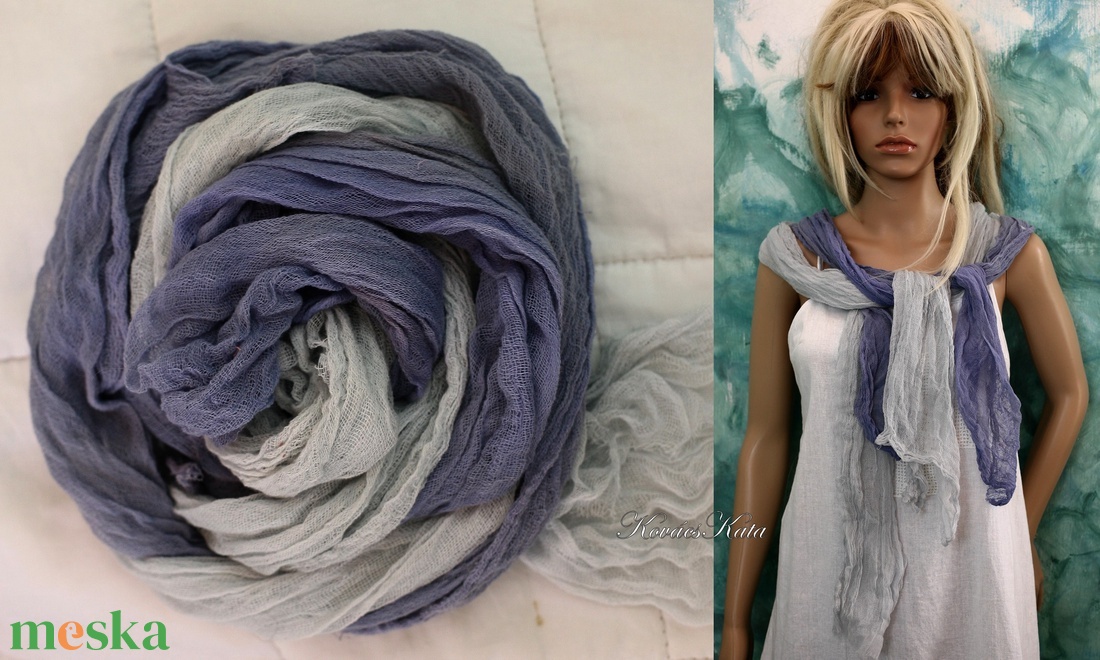 TWEENS / füstös - batikolt géz sál kettős - ruha & divat - sál, sapka, kendő - sál - Meska.hu