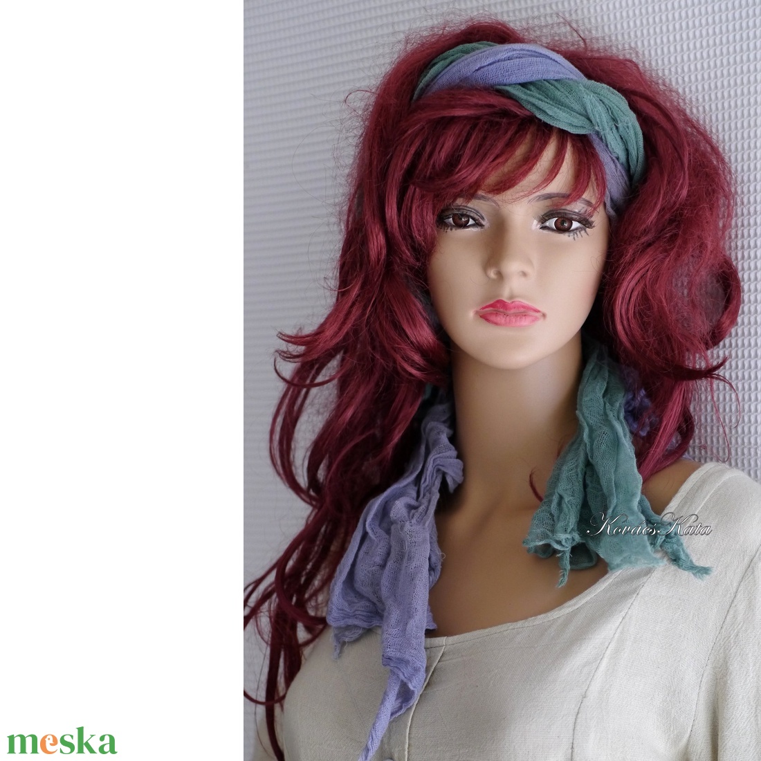 TWEENS / zöld-slate - batikolt géz sál kettős - ruha & divat - sál, sapka, kendő - sál - Meska.hu