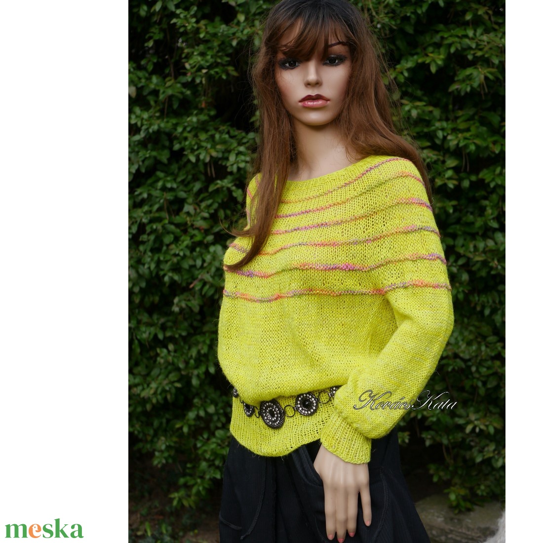 LIME DREAM / deluxe selyem-len - exkluzív kézzel kötött-festett design pulóver  - ruha & divat - női ruha - pulóver - Meska.hu