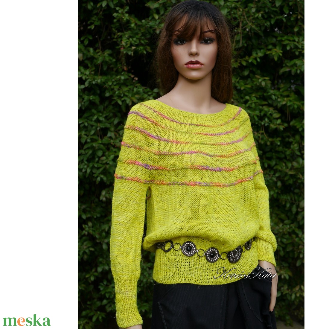 LIME DREAM / deluxe selyem-len - exkluzív kézzel kötött-festett design pulóver  - ruha & divat - női ruha - pulóver - Meska.hu