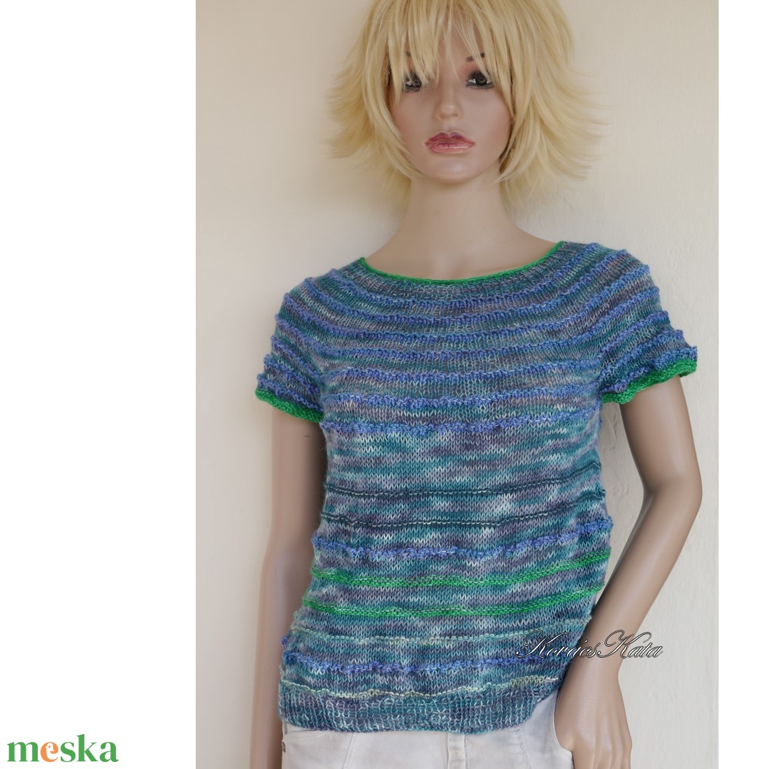 KLEO / Regina - egyedi festésű kézzel kötött finomgyapjú pulóver / vihar - ruha & divat - női ruha - pulóver - Meska.hu