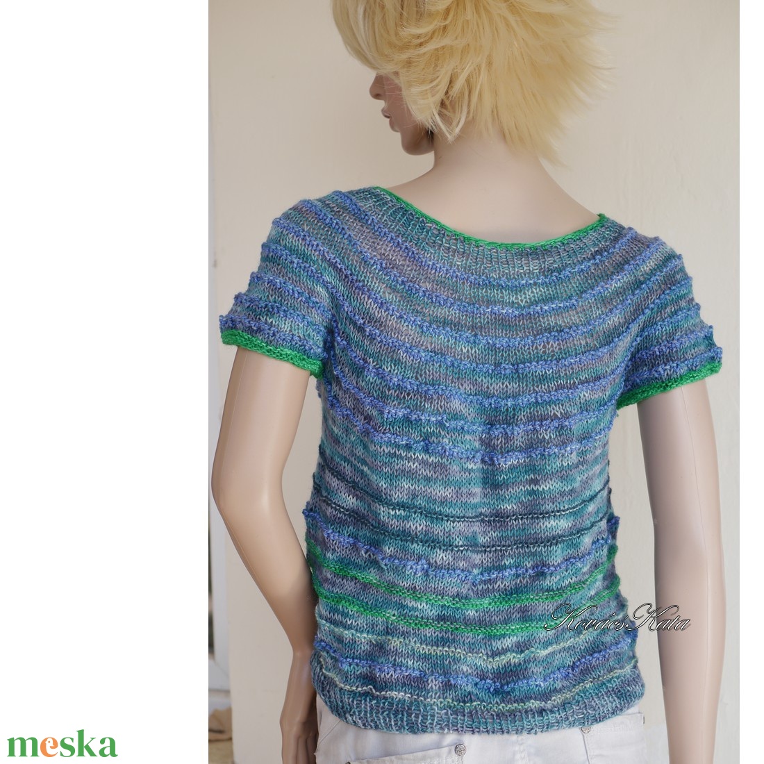 KLEO / Regina - egyedi festésű kézzel kötött finomgyapjú pulóver / vihar - ruha & divat - női ruha - pulóver - Meska.hu