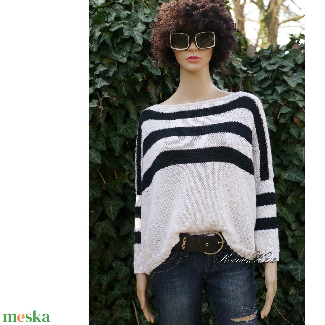 TENNIS L - kézzel kötött kasmír-merinó-akril flowing pulóver - ruha & divat - női ruha - pulóver - Meska.hu