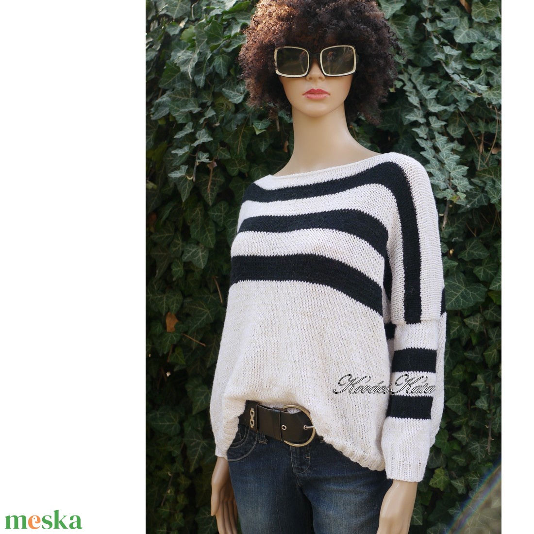 TENNIS L - kézzel kötött kasmír-merinó-akril flowing pulóver - ruha & divat - női ruha - pulóver - Meska.hu