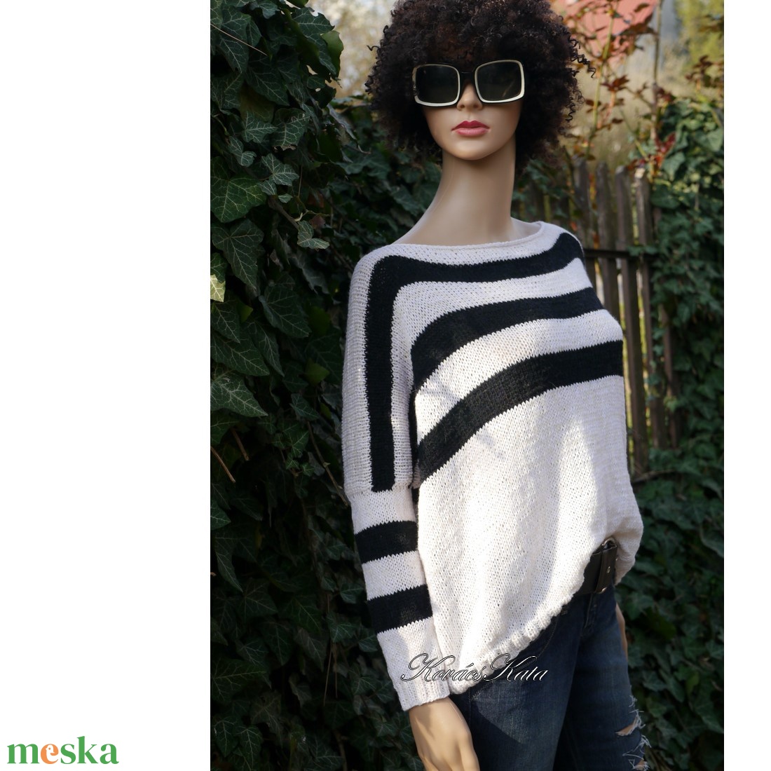 TENNIS L - kézzel kötött kasmír-merinó-akril flowing pulóver - ruha & divat - női ruha - pulóver - Meska.hu