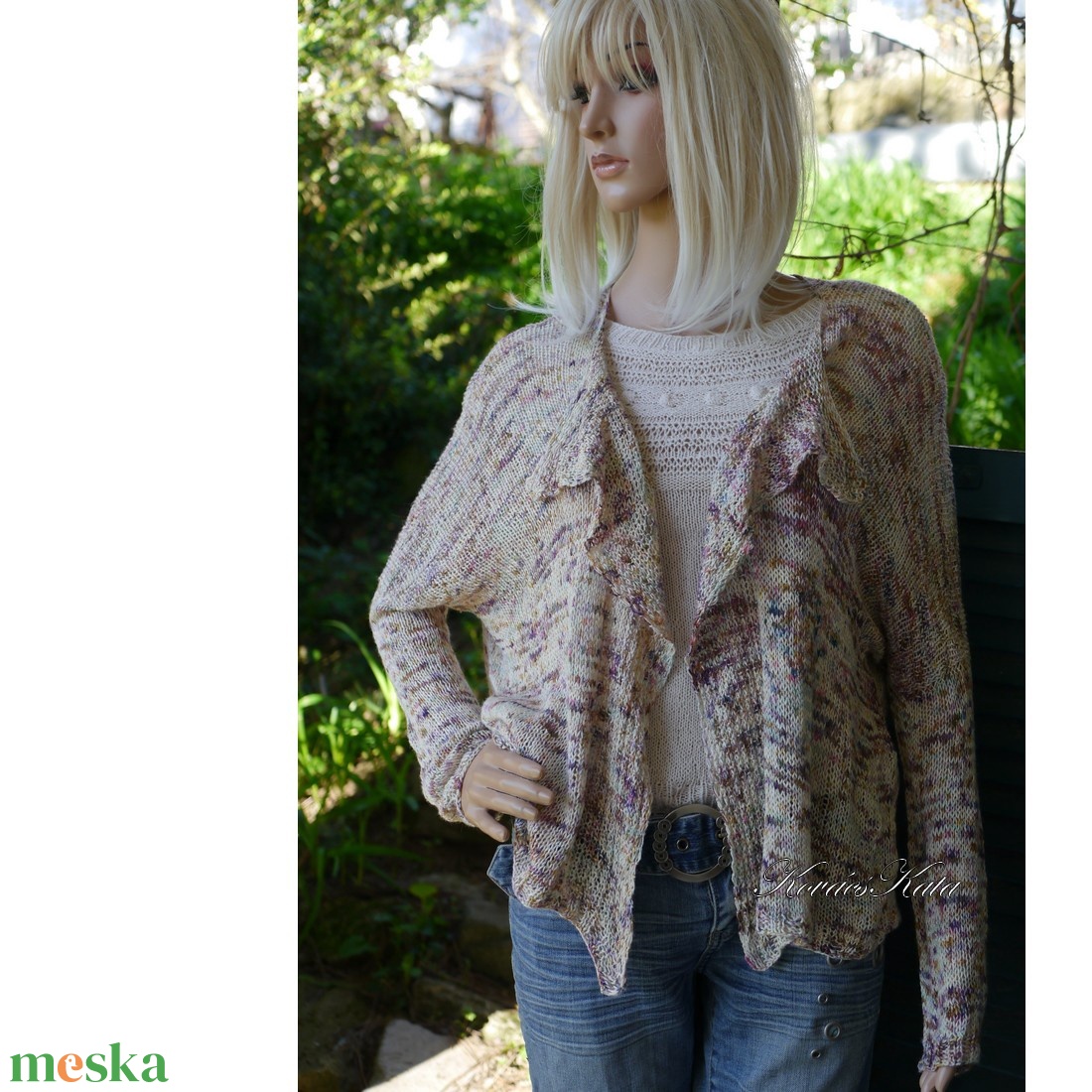 TUSSAH KARDI / bloom - 100% vadselyem egyedi festésű kézzel kötött  flowing kardigán, pulóver  - ruha & divat - női ruha - pulóver - Meska.hu