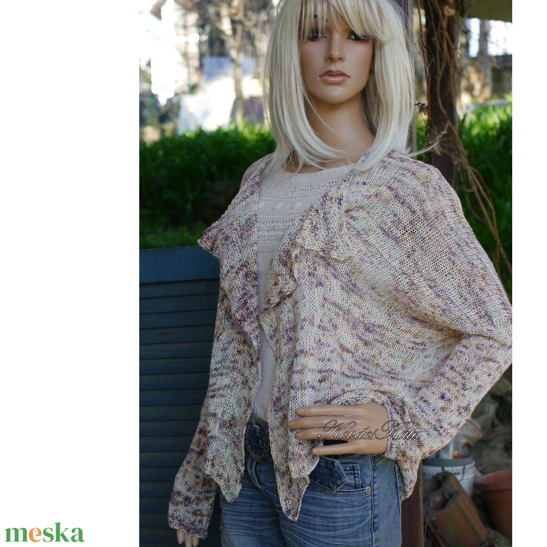 TUSSAH KARDI / bloom - 100% vadselyem egyedi festésű kézzel kötött  flowing kardigán, pulóver  - ruha & divat - női ruha - pulóver - Meska.hu
