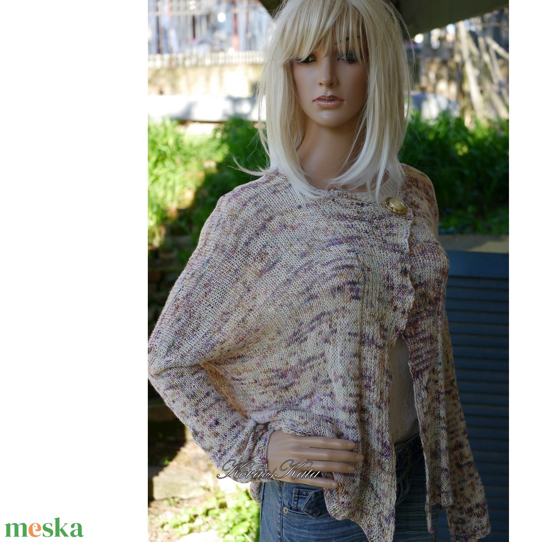 TUSSAH KARDI / bloom - 100% vadselyem egyedi festésű kézzel kötött  flowing kardigán, pulóver  - ruha & divat - női ruha - pulóver - Meska.hu
