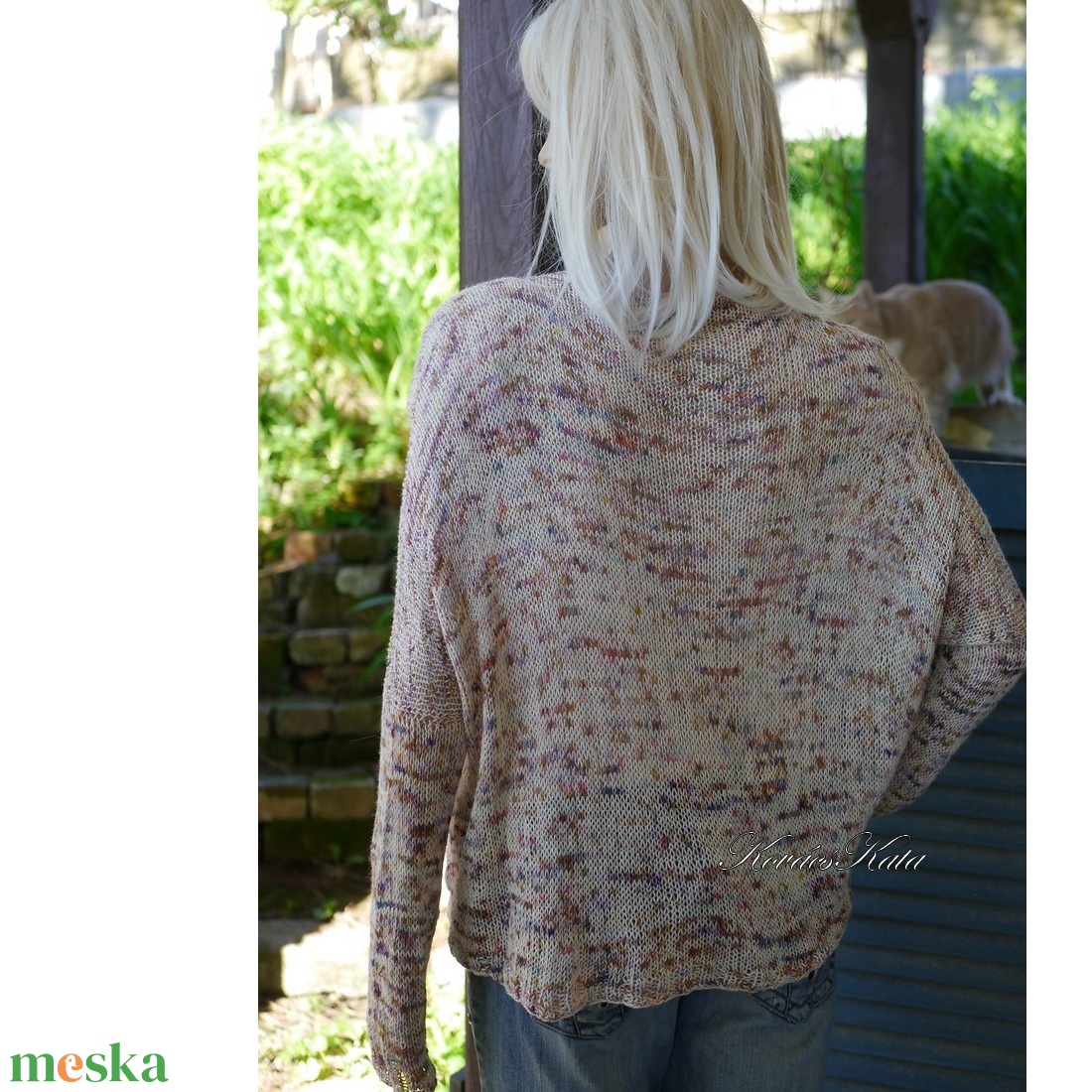 TUSSAH KARDI / bloom - 100% vadselyem egyedi festésű kézzel kötött  flowing kardigán, pulóver  - ruha & divat - női ruha - pulóver - Meska.hu