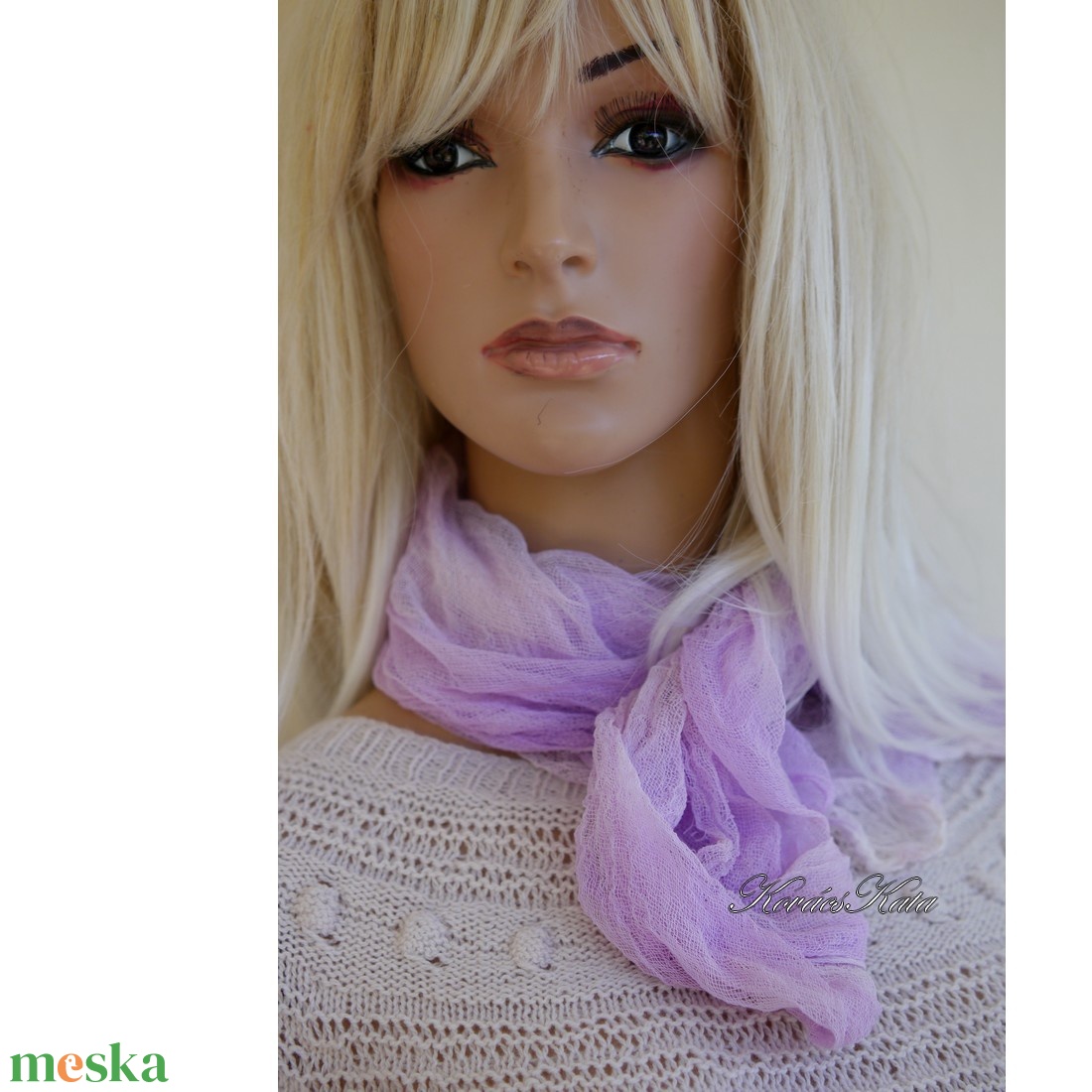 MULL-KENDŐ / pasztell levendula - batikolt géz sál - ruha & divat - sál, sapka, kendő - sál - Meska.hu