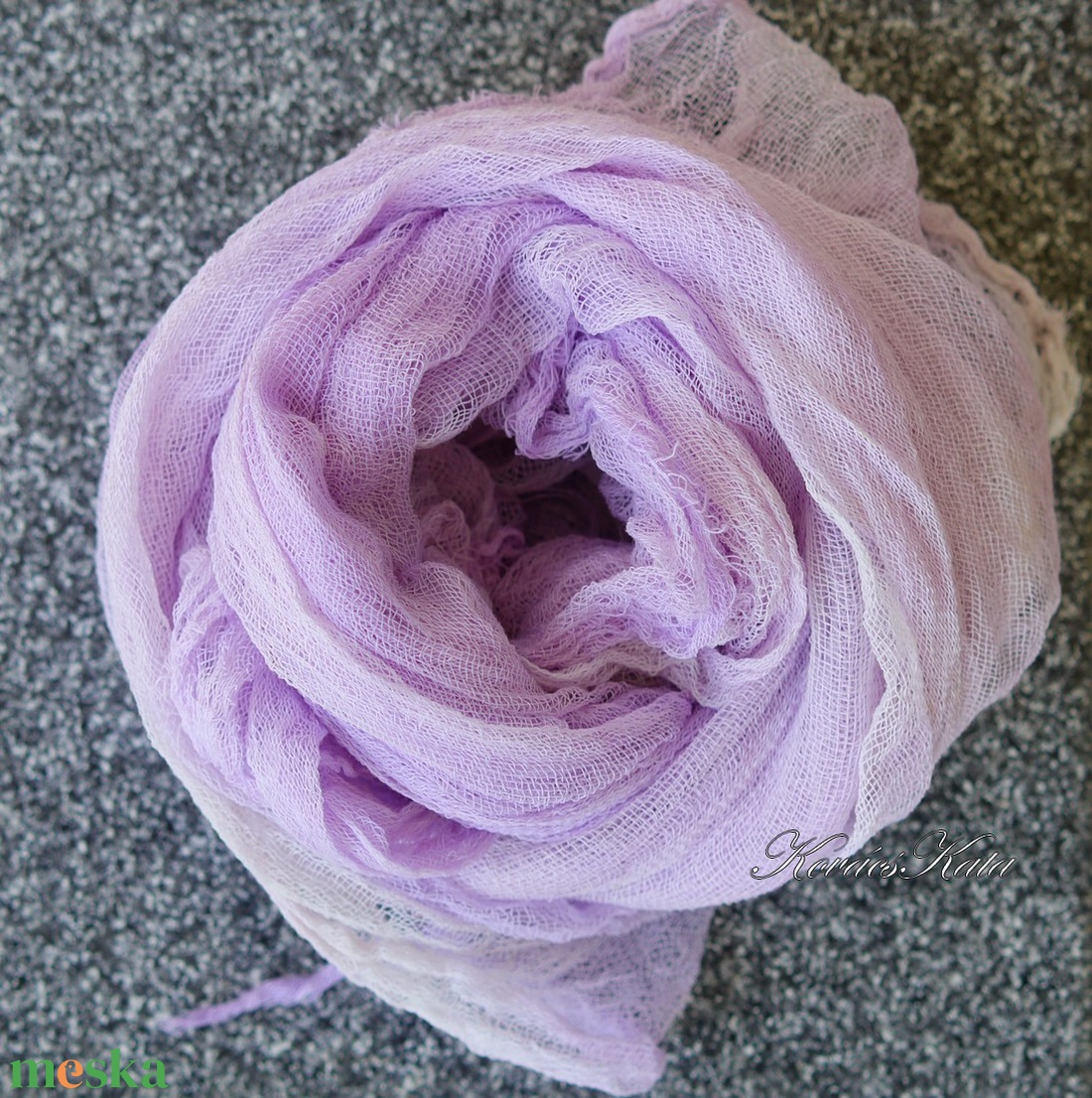 MULL-KENDŐ / pasztell levendula - batikolt géz sál - ruha & divat - sál, sapka, kendő - sál - Meska.hu