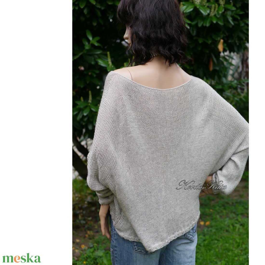 OPALMOON / luxy jak - exkluzív  kézzel kötött finom selyem pulóver / ezüstszürke - ruha & divat - női ruha - pulóver - Meska.hu