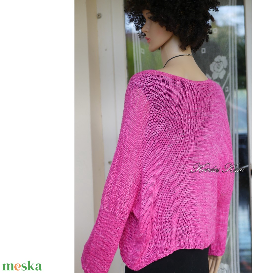 OPALMOON / luxy jak - exkluzív kézzel kötött, - festett finom selyem pulóver / ciklámen - ruha & divat - női ruha - pulóver - Meska.hu