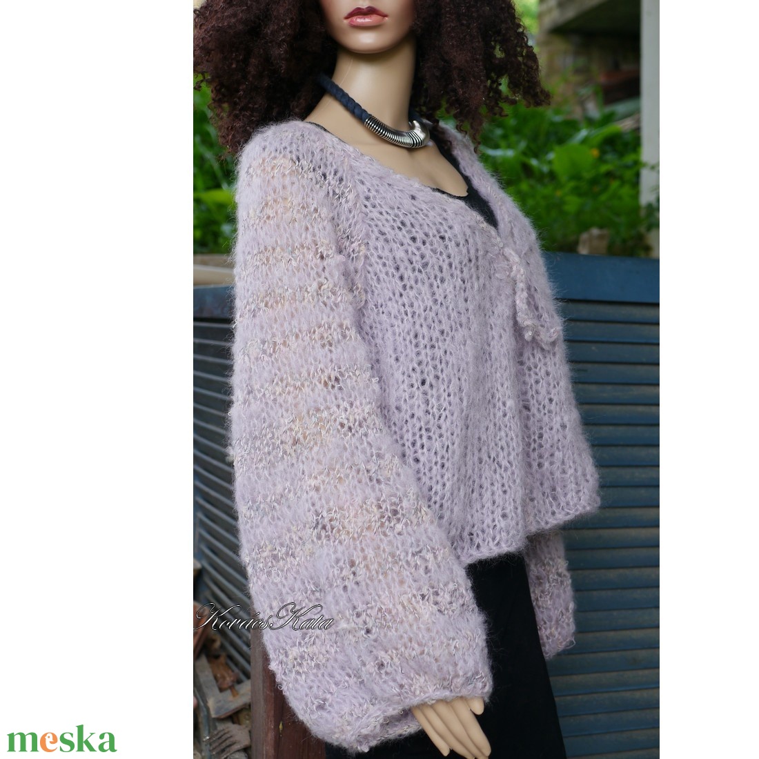 MOLLI KARDI - kézzel kötött túlméretes mohair kardigán, pulóver / púderlila - ruha & divat - női ruha - kardigánok - Meska.hu