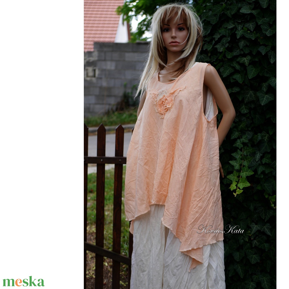 KARLA - romantikus lagenlook tunika  / barack  BO-HO - ruha & divat - női ruha - tunika - Meska.hu