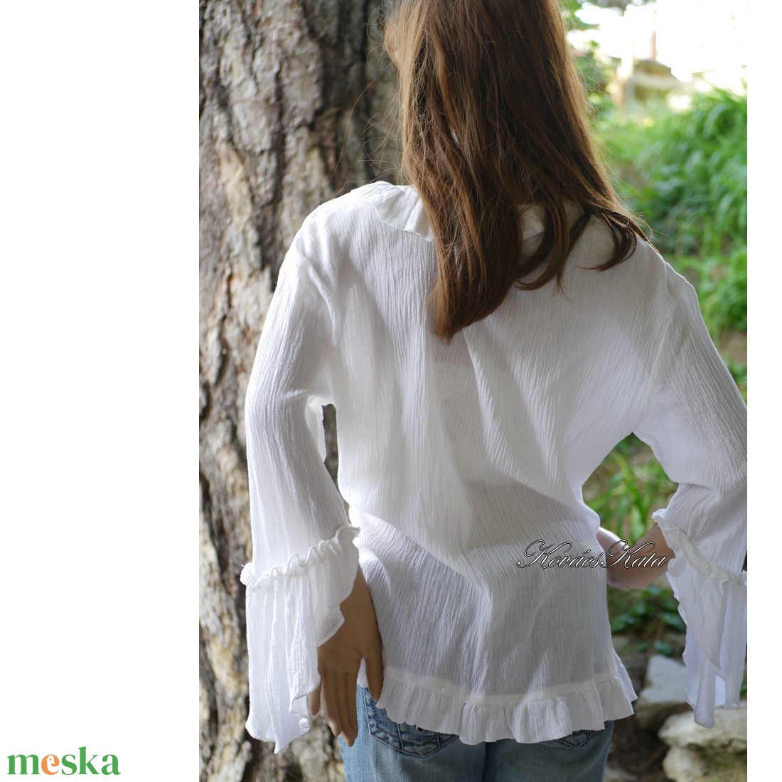 ILCSI / hófehér - romantikus krepp-géz kabátka - ruha & divat - női ruha - bolero - Meska.hu