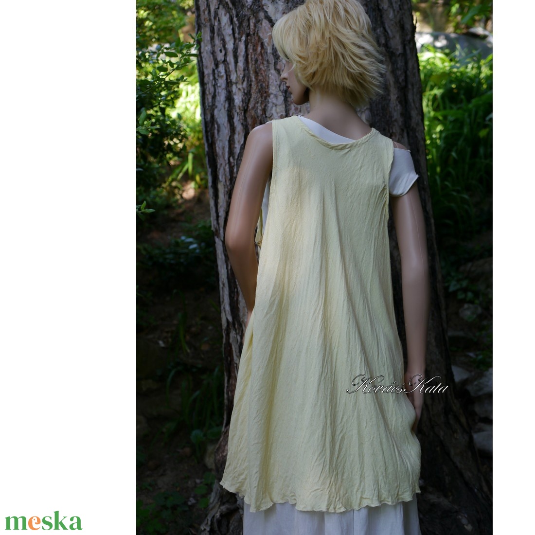 KARLA - lagenlook tunika vintage horgolással / vanília - ruha & divat - női ruha - tunika - Meska.hu